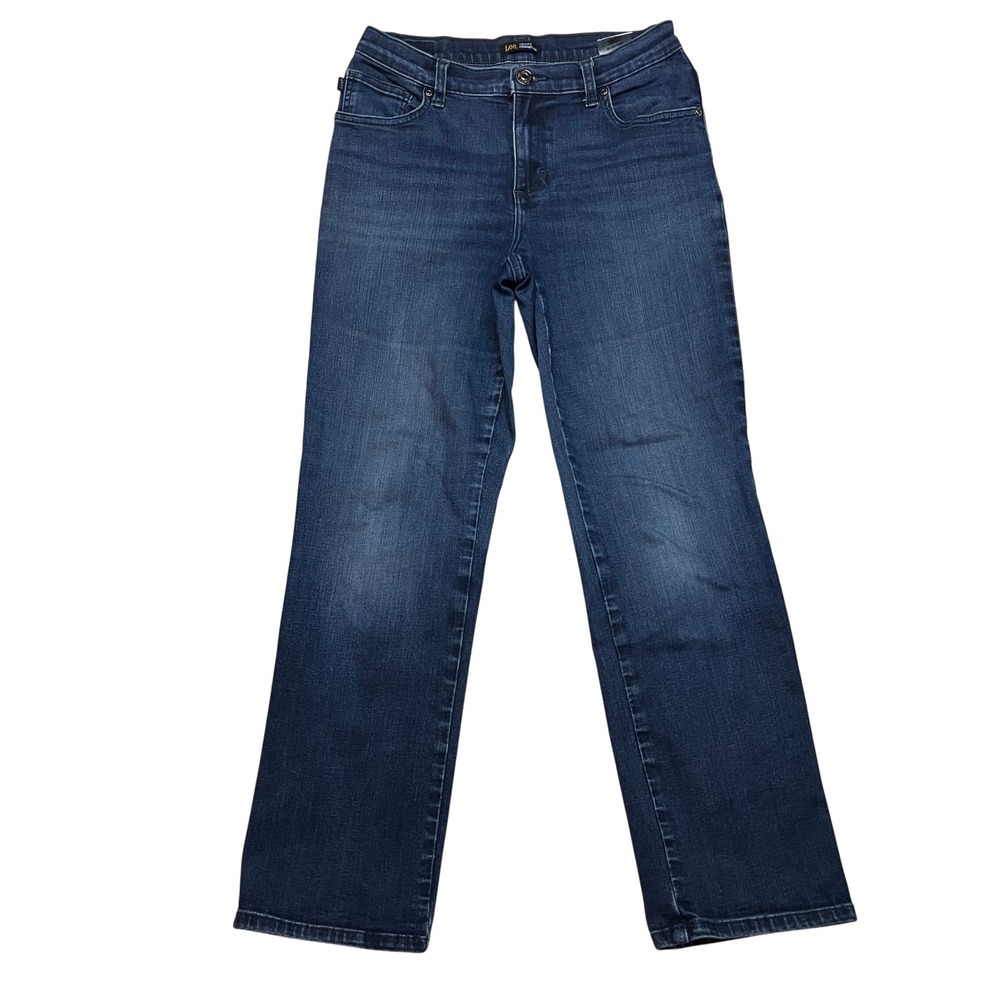 Lee Jeans Womens 8 Short Blue Relaxed Fit Straight Leg 3051816 Stretch Denim